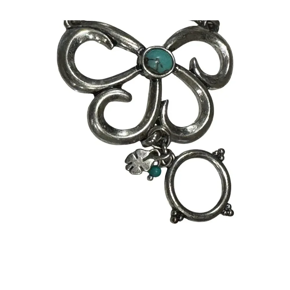 Lucky Brand Silver & Faux? Turquoise Stone Chunky WideToggle Bracelet - Picture 7 of 9